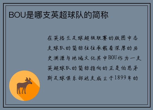 BOU是哪支英超球队的简称